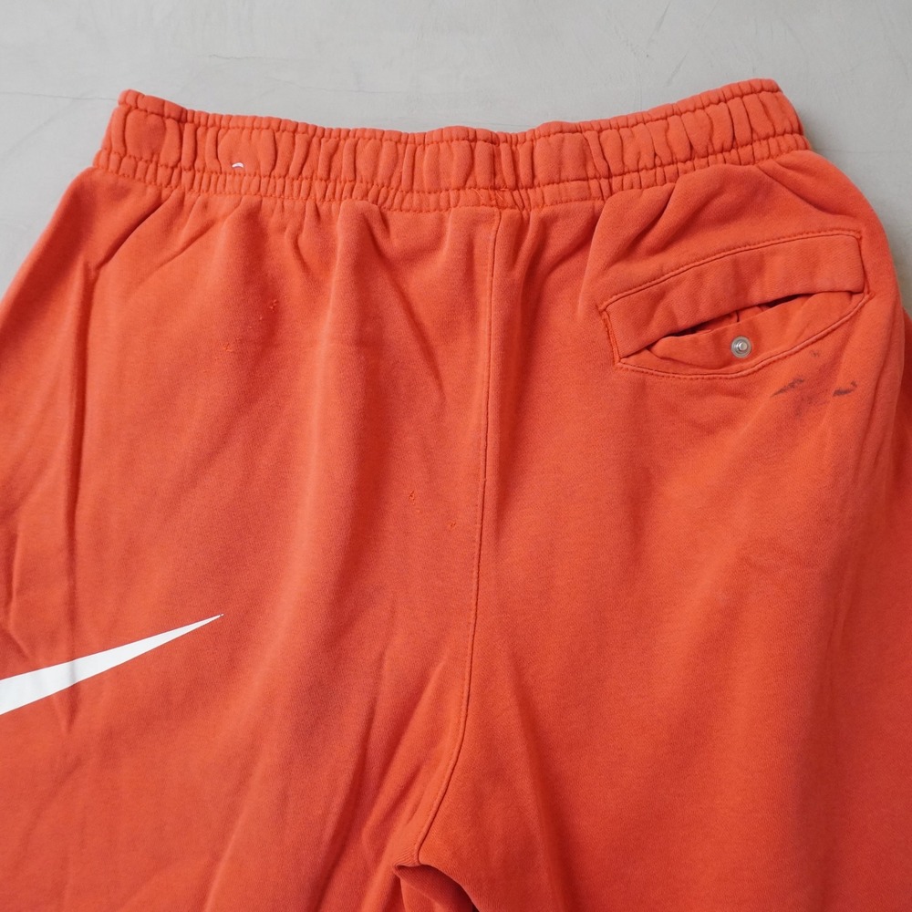 Nike Fleece Sweat Shorts Medium Mens Orange Big Swoosh Graphic Drawstring - Picture 5 of 11